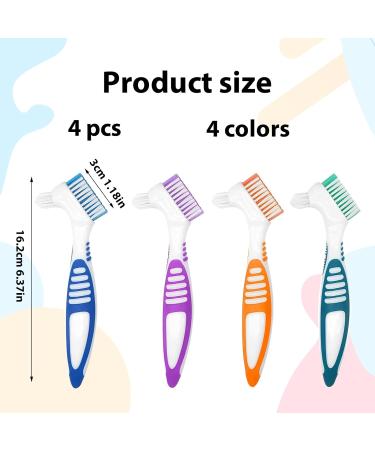 TYVOM 4PCS Denture Brush Set - Dual Head Premium Hygiene Toothbrushes for Cleaning Retainers and False Teeth - Buy Online on GoSupps.com