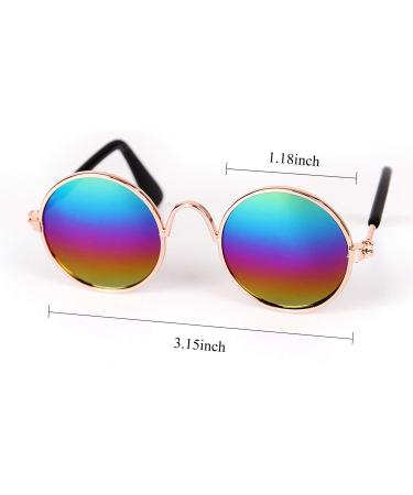 payanwin 2 Pieces Funny Cute Cat Small Dog Sunglasses Classic Retro Circular Metal Prince Sunglasses Eye-wear Photos Props Accessories Cosplay Glasses (Black and Reflective Color) - Buy Online on GoSupps.com
