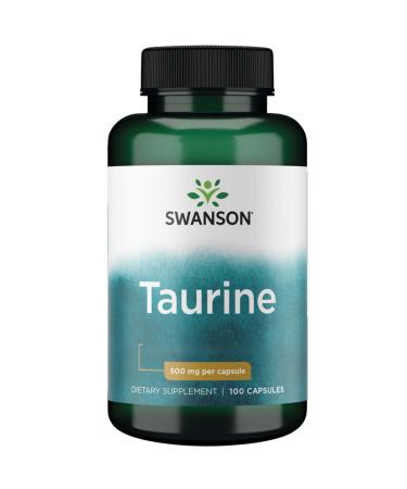 Swanson Taurine 500mg 100 Capsules High-Dose SOYA-Free Gluten-Free GMO-Free