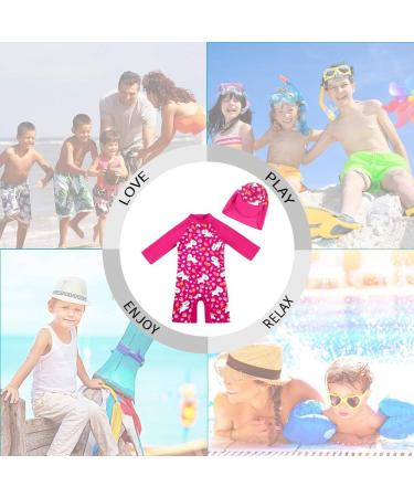 UPF 50+ Sun Protection Baby Girl One Piece Swimwear Suit with Sun Hat - 3-6 Months Rose - Buy Online on GoSupps.com
