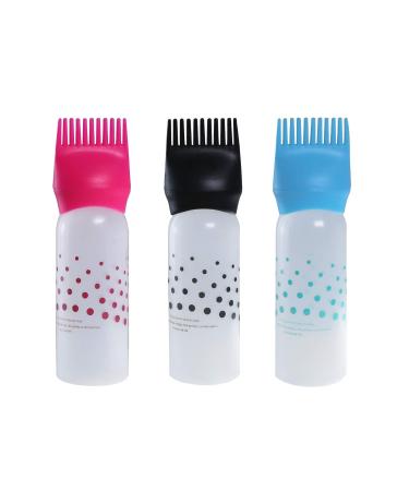 Poitemsic 3pcs 6oz Hair Color Oiling Bottles Root Comb Squeeze Applicator Bottles With Dots For Hair Coloring Dye Hair Oiling Care,Hair Bleach Style 1