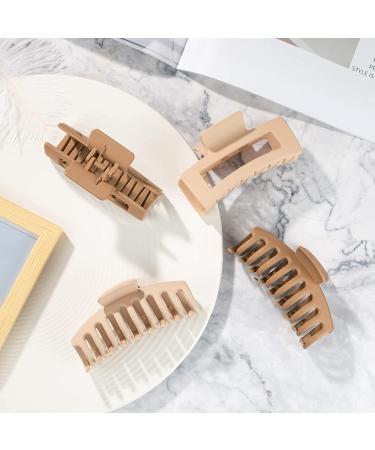 Wekin Large Hair Claw Clips 8 Pack - Strong Hold Matte Claw Hair Clips for Women & Girls - 90's Vintage Jaw Clips in Cream, Beige, Dark Brown, Black - Buy Online on GoSupps.com