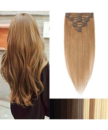 100% Remy Human Hair Clip-In Extensions | 80g 33cm Chestnut Brown (#8) - Premium Quality for Effortless Volume - Buy Online on GoSupps.com