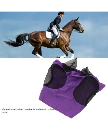 Horse Mesh Fly Mask Breathable Elastic Horse Face Mask with Ears Riding Equestrian Equipment (Purple) - Buy Online on GoSupps.com