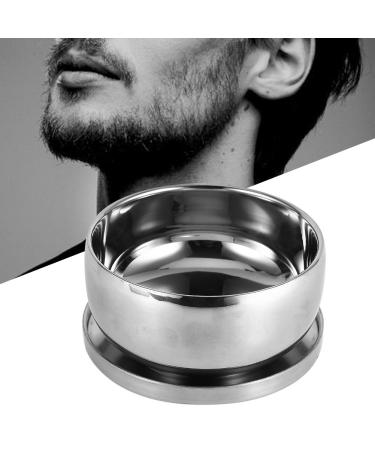 Yotown Beard Brush Shaving Brush Bowl, Men Wet Shaving Soap Mug Bowl Silver Metal Face Cleaning Health Care Shave Tool with Lid Men's Durable Shave Soap Cup Heat Insulation Smooth Shaving Mug Bow
