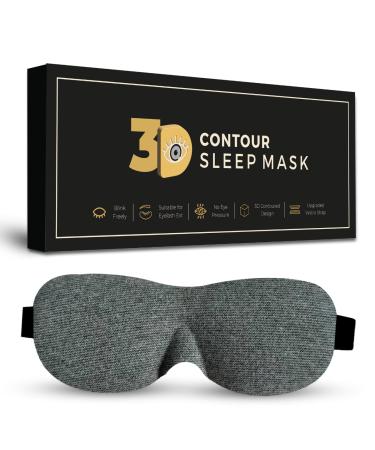 3D Contoured Sleep Mask Deep Orbit Ultra Light Weight & Comfortable Sleeping Mask 3D Sleep Mask for Eyelash Extensions with Velcro Closure Concave Molded Night Sleep Mask Light Grey