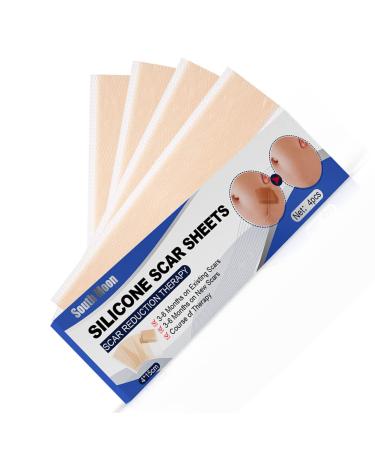 Silicone Scar Sheets 4pcs Scar Removal Sheets Transparent Skin Friendly Self Adhesion Cuttable for Scald Scars (4pcs-4 * 15cm) 4pcs-4*15cm