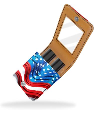 Stylish Leather Lipstick Organizer with Mirror - Mini Case for 4th of July Celebrations | International Shipping Available - Buy Online on GoSupps.com