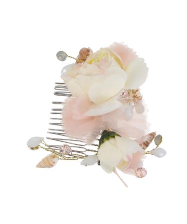 FRCOLOR Engagement Party Headband Side Hair Comb Bridal Floral Hair Comb Wedding Bridal Comb Rose Hair Comb Bridal Pearl Hair Comb Happy New Year Headband Wedding Tiara Miss Shell Decorate medium Pink