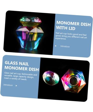 Ipetboom Dappen Bowl Glass Cups Monomer Dish Nail Art Dappen Dish Glass Mug with Lid Liquid Monomer Glass Dish Acrylic Nail Tools Nail Dappen Dish with Lid Bracket Crystal Glass Symphony - Buy Online on GoSupps.com