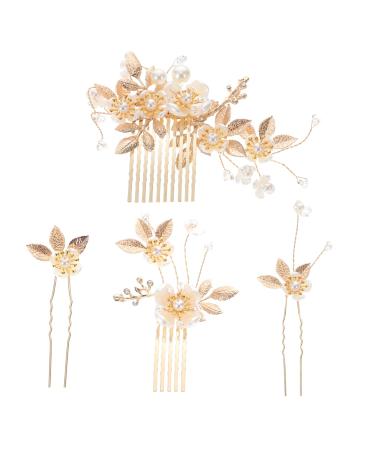 MAGICLULU 1 Set Wedding Hair Comb Bride Hair Comb Bridal Headdress Wedding Headdress Flower Hair Comb Flower Leaf Hair Comb Bride Hair Pin Bridal Hair Accessories Bridal Headpiece