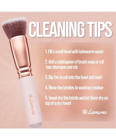 Flat Top Kabuki Foundation Brush | Premium Makeup Face Brush for Liquid, Cream, Powder | Blending, Buffing, Stippling | Pro Quality Synthetic Dense Bristles - Rose - Buy Online on GoSupps.com