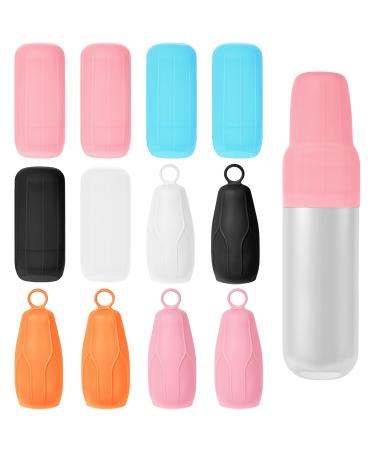 Aucuu 12 PCS Elastic Sleeves for Travel Silicone Toiletry Travel Size Bottles Reusable Leak Proof Bottle Covers Body Wash Shampoo Container In Luggage 12pcs Blue+orange+pink+white+black