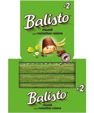 Box of 20 Balisto Biscuit Coated in Milk Chocolate with Raisin and Hazelnut Flavor - 20 Biscuits of 37g - 740g - Buy Online on GoSupps.com