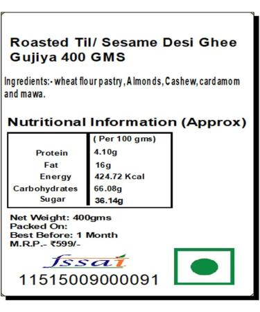 Ghasitaram Gifts Holi Sweets Holi Gifts Holi Hamper Roasted Til/Sesame Gujiya 400 GMS - Buy Online on GoSupps.com