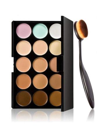 Aeromdale 15 Colors Eyeshadow Palette Set with Curved Brush