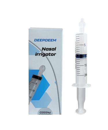 Deepdeem Nasal Irrigator Syringe Sinus & Allergy Relief with Gentle Nasal Irrigation for Congestion Portable Home & Travel Use Includes 10 Saline Flush Packets BPA-Free & Easy to Clean 20ml