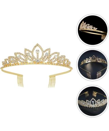 FRCOLOR 1pc Decorative Rhinestone Dress Accessory Princess Headband Shiny Crystal Crowns Party Women Bride Exquisite Comb Girls Trend Bridal Prom Party Baroque Shining Gold Plastic Tiara Small 15x3cm Golden - Buy Online on GoSupps.com