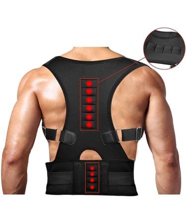 Magnetic Back Support Posture Corrector - 10 Magnets Adjustable Straps Breathable Mesh Panels - Black XXL | Shop Internationally - Buy Online on GoSupps.com