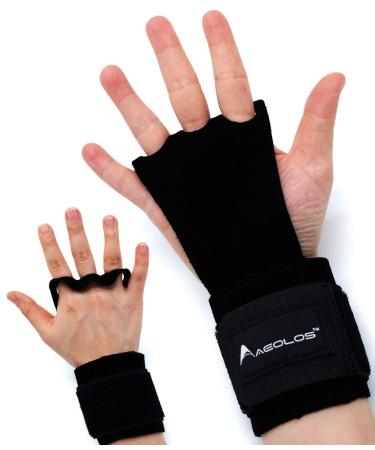 AEOLOS Leather Gymnastics Hand Grips-Great for Gymnastics,Pull up,Weight Lifting,Kettlebells and Cross Training 1#BLACK Small
