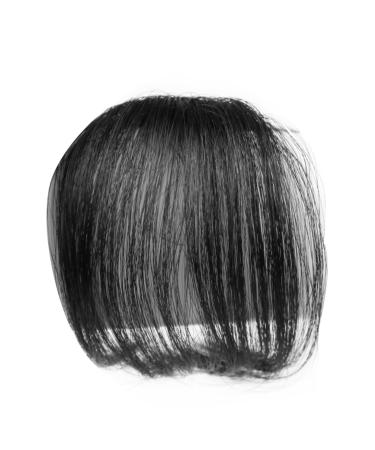 Ipetboom Piece Hair Clip in Extensions Fringe Bangs Clip on Human Hair Fake Hair Bangs Mini Clips for Hair Clip in Hair Extensions Black Hair Clips Clip in Bangs Black Neat Bangs Woman Wig medium Black
