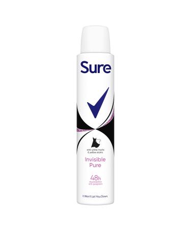 Sure Invisible Pure Anti-Perspirant Aerosol deodorant for women that protects against white marks and yellow stains for 48-hour sweat and odour protection 200ml Fresh 200 ml (Pack of 1)