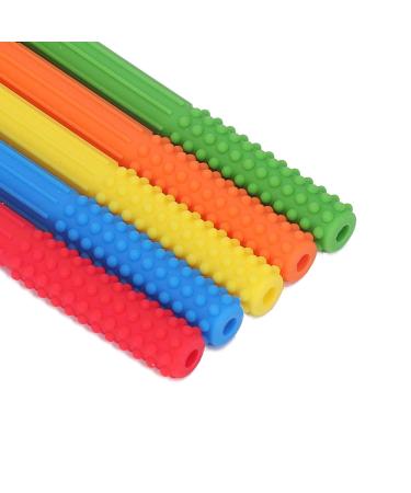 Buy 5-Piece Silicone Baby Tooth Tube Toys Set | Colorful Bite Rings for Boys & Girls | Includes Cleaning Brush - Buy Online on GoSupps.com