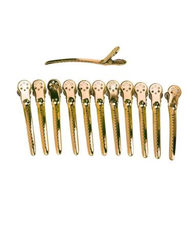 12 Steel Duck Beak Hair Clips Professional Gold Metal Styling Clips for Women & Hairdressers - Buy Online on GoSupps.com