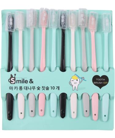 Macaron Toothbrushes for Adults & Kids - Soft Bristles Family Set Travel-Friendly 10 Pieces with Protective Cover - Buy Online on GoSupps.com