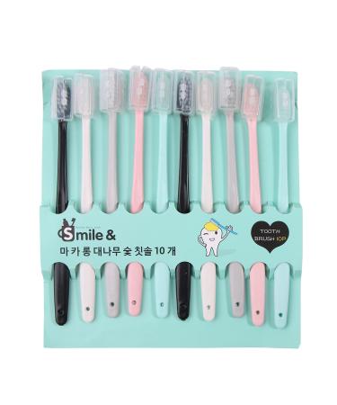 NGCG Toothbrush Set Natural Handle Soft Bristles Soft Fine Bristles for Adults Kids Travel 10 Pack