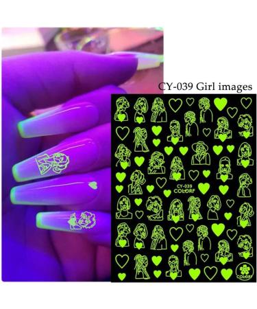 Nail Art Decoration Slider DIY Nails Decals Face Abtract Luminous 3D Nail Sticker Flower Design(CY-039) - Buy Online on GoSupps.com