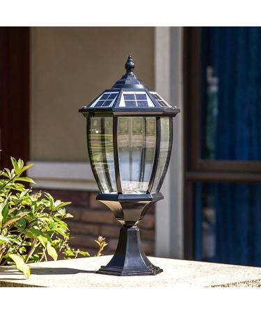 Outdoor Solar Post Light Aluminum Fence Bollard Column Lamp Glass Lantern Garden Exterior Pillar Lamp Courtyard Stigma Light Waterproof - Buy Online on GoSupps.com