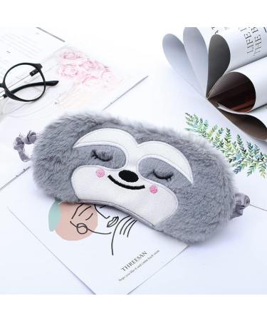 Cute Sloth Sleeping Mask | Soft Fluffy Plush Blindfold for Kids & Adults | Funny Novelty Animal Eye Cover for Night Nap, Travel, Meditation - Buy Online on GoSupps.com