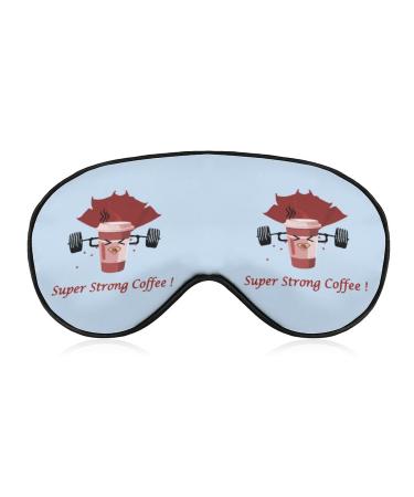 Coffee Superhero Weightlifting Eye Mask Sleep Blindfold with Adjustable Strap Blocks Light Night Blinder for Travel Sleeping Yoga Nap Women Men