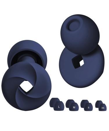 Ear Plugs -33dB Noise Reduction for Sleeping Noise Canceling Swimming Work Snoring Airplanes Comfortable Reusable Earplugs Soft Silicone Hearing Protection Noise Sensitivity 8 Ear Tips (Midnight Blue)