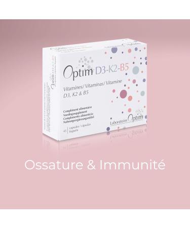 OPTIM D3 K2 B5 Vitamine D3 Vegan 1000 UI + K2 MK-7 + B5 Compl ment Alimentaire pour Femme 40+ / P rim nopause Ossature & Immunit Formule Synergique 45 G lules Qualit Belgique Vegan - Buy Online on GoSupps.com