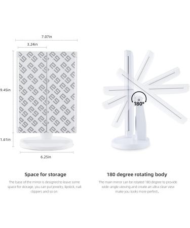 Essbhach Makeup Mirror with 72 LED Lights, 180 Degree Trifold Vanity Mirror, 5X Magnification, Touch Screen, Gift for Women - White/Black - Buy Online on GoSupps.com