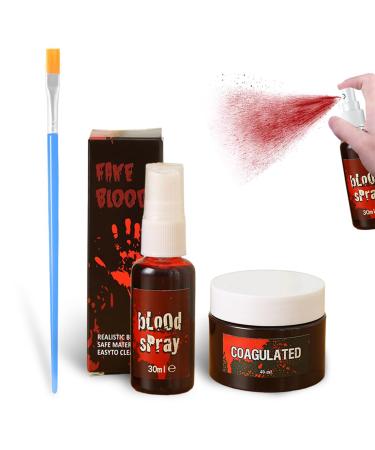HAMKU Halloween artificial blood set 40 ml gel + 30 ml spray realistic blood for makeup special effects zombie vampire clown easy to clean cosplay and horror party