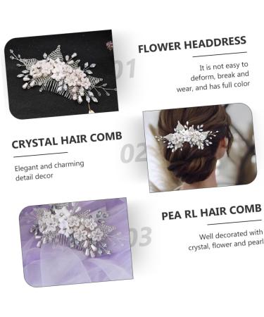 Angoily 1pc Bridal Headwear Chinese Decor Wedding Hair Clip Silver Rhinestones Bridal Hair Clip Tiara Flower Hair Comb Headdress Bride Hair Accessories Crystal Pearl Flowers - Buy Online on GoSupps.com
