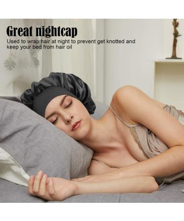 2 Pack Women's Shower Caps - Soft Sleep Bonnet with Wide Elastic Band | Comfortable Night Head Cover - Buy Online on GoSupps.com