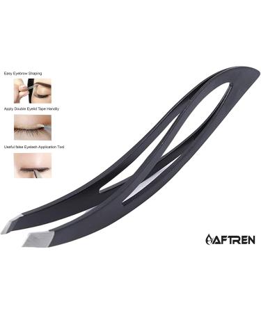 Wide Grip Slant Tweezers - German Stainless Steel - Hand-Filed Slanted Tips for Ultra-Precision - Tweezers for Eyebrows and Nose/Ear/Facial Hair - Professional Grade (Black) - Buy Online on GoSupps.com