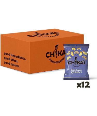 CHIKA'S - Black Pepper Cashews - Healthy & Nutritious Vegan Snack - 12 x 41g - Buy Online on GoSupps.com
