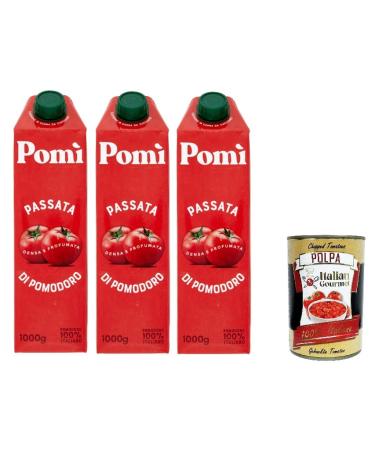 Italian Gourmet E.R. 3 POMI' tomato purees in 1 kg Brik+ Italian Gourmet Polpa 400 g