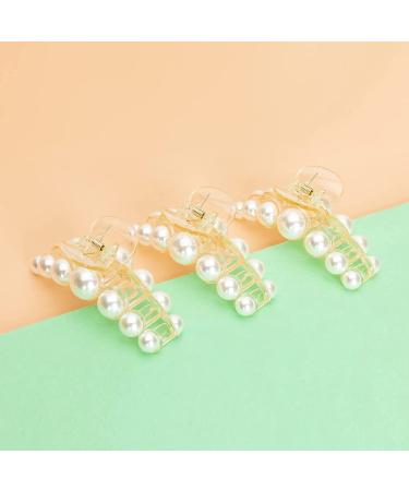 Big Pearl Hair Claw Clips for Women - Set of 3 | Strong Hold for Thick Curly Hair | Ideal Birthday Gift for Girls and Girlfriend - Buy Online on GoSupps.com