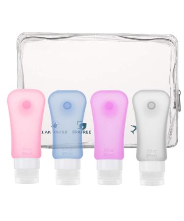 Moko travel bottles set 4 pieces of silicone lick -proof lick -density refillable travel bottles bpa free travel bottle for shampoo toilet items flushing care products 3.1 oz (89ml) series 2 - Buy Online on GoSupps.com