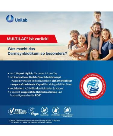 Multilac Intestinal Synbiotic - 9 Bacterial Strains for Family Gut Health & Immunity | Vegan | 90 Gastric-Resistant Capsules - Buy Online on GoSupps.com