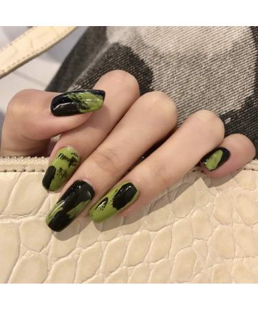 Coffin False Nails Short Fake Nails Graffiti Artificial Acrylic Press on Nails Full Cover Stick on Nails 24pcs for Women and Girls (Color : BROWN Size : 1) 1 count (Pack of 1) BROWN - Buy Online on GoSupps.com