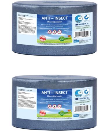 Imima Mineralleckstein Horse Anti -Insect Salzleckstein Set 2 x 3kg - salt lick stones for horses sheep goats wild and beef - salt licking stone mineral stone 6 kg (1 Pack)