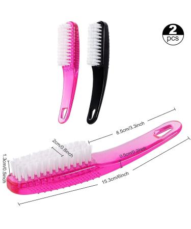 2 Pcs Handle Grip Nail Brushes - Long Handle Fingernail Cleaner for Hand and Toes Cleaning - Pedicure Nail Scrubber Non-Slip - Men and Women (Black/Pink) - Buy Online on GoSupps.com