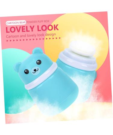 2pcs Bear Powder Puff Box Set for Travel and Newborns - Blue - Buy Online on GoSupps.com